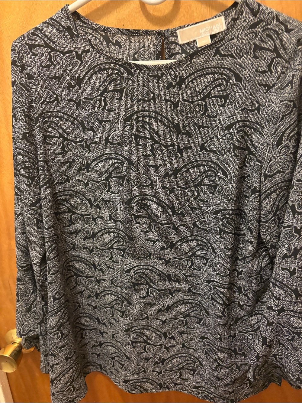 Michael Kors Black & White Paisley Long Sleeve Shirt